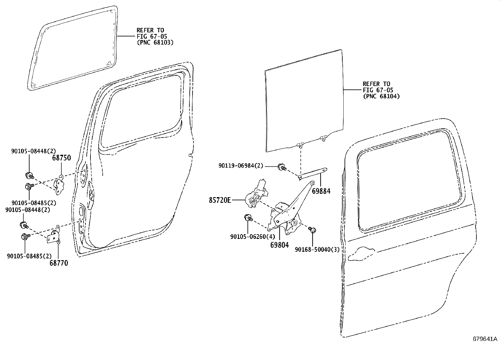 69804-10030 REGULATOR SUB-ASSY, REAR DOOR WINDOW, LH product image