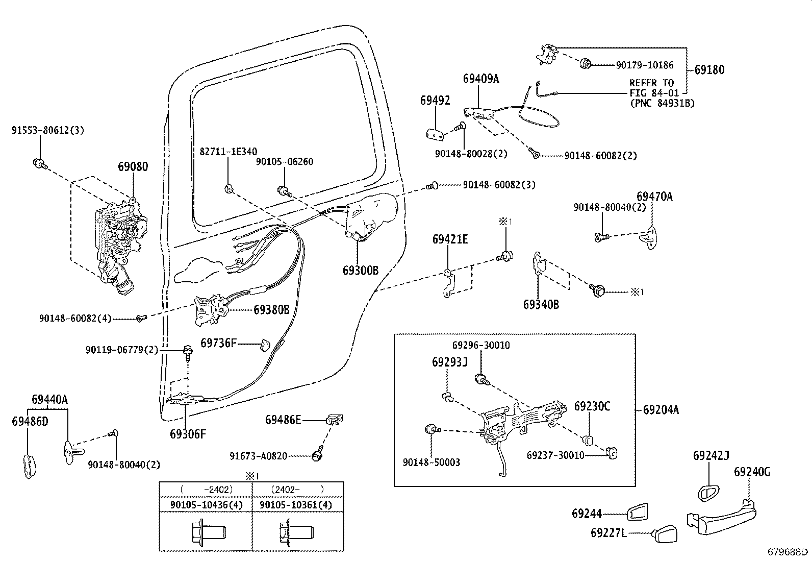 69050-52270 LOCK ASSY, REAR DOOR W/MOTOR, RH product image