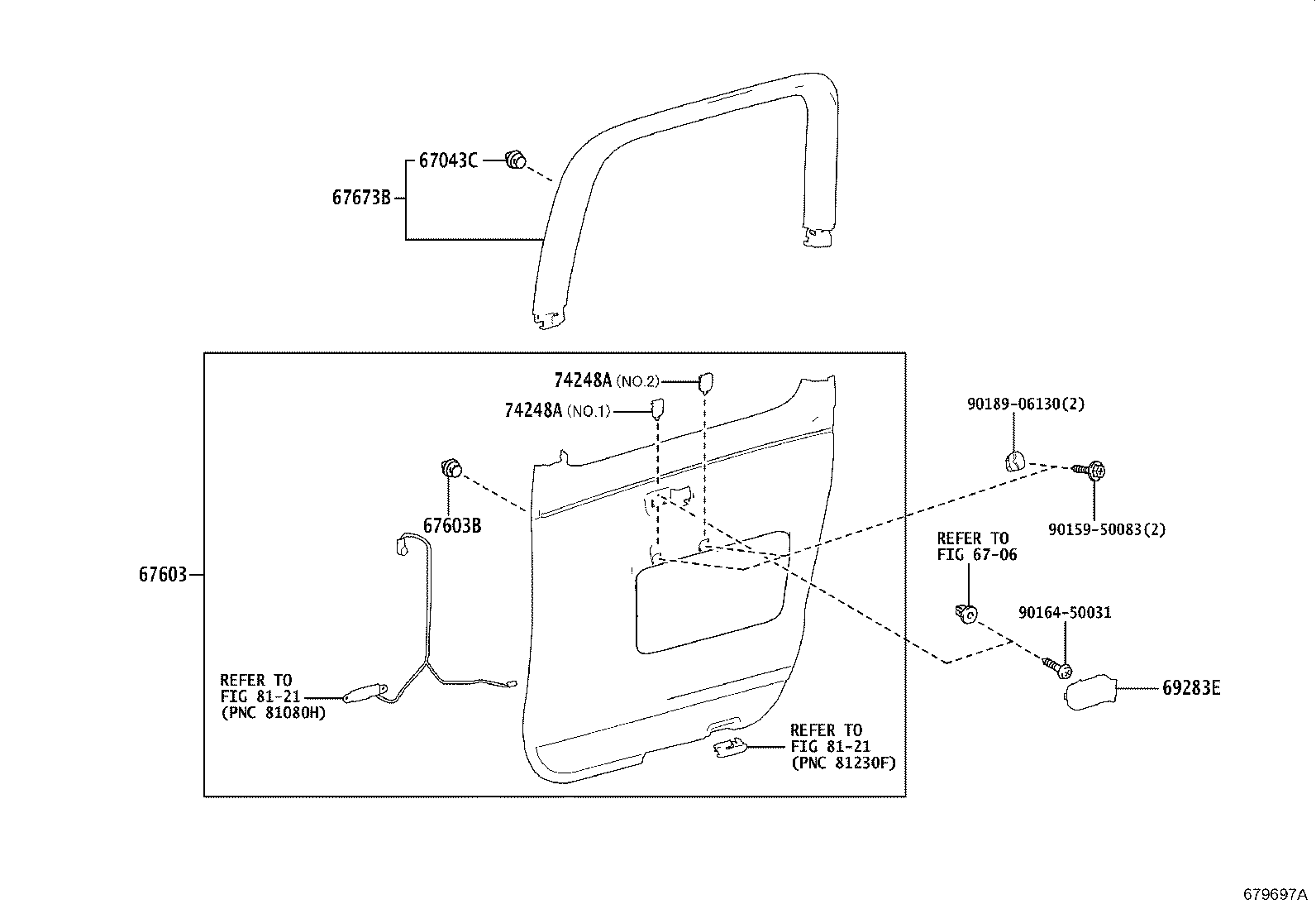 62775-15100 CLIP, DOOR WINDOW GLASS, REAR RH product image