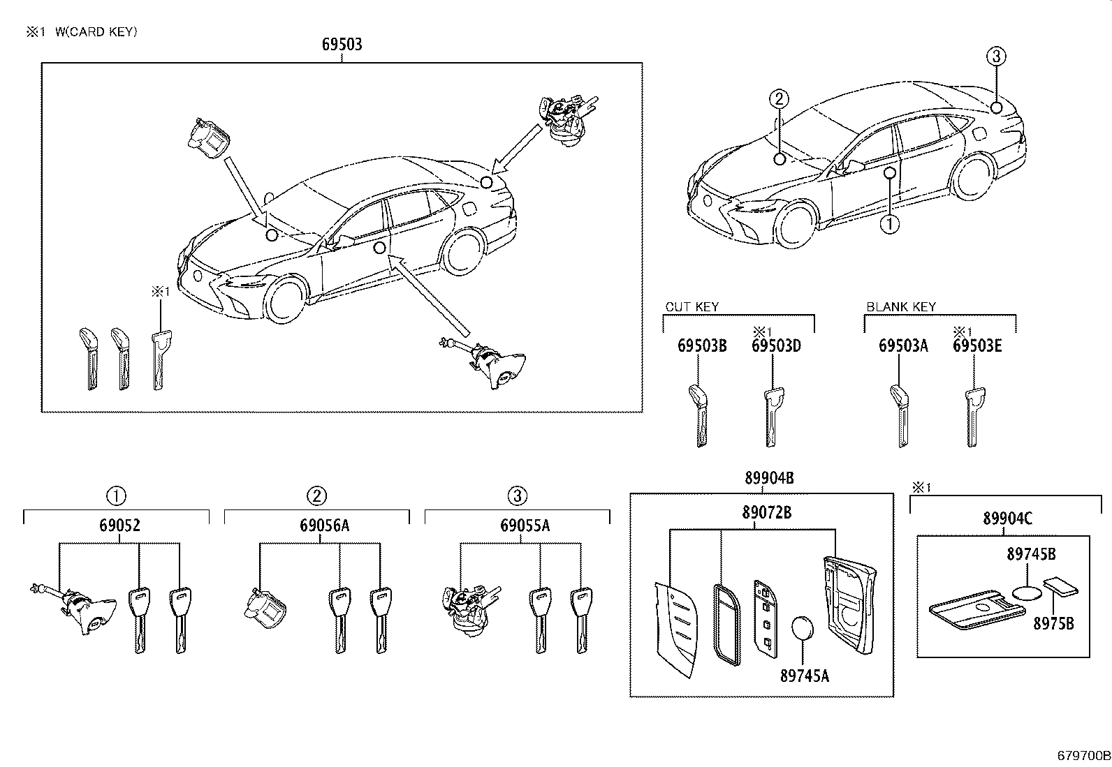 Toyota 69005-50E30 CYLINDER SET, LOCK