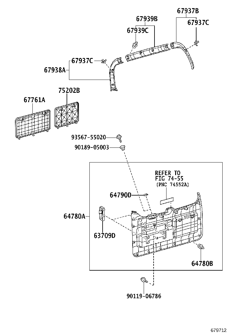 76810-0G040 GARNISH, BACK DOOR, OUTSIDE NO.2 product image
