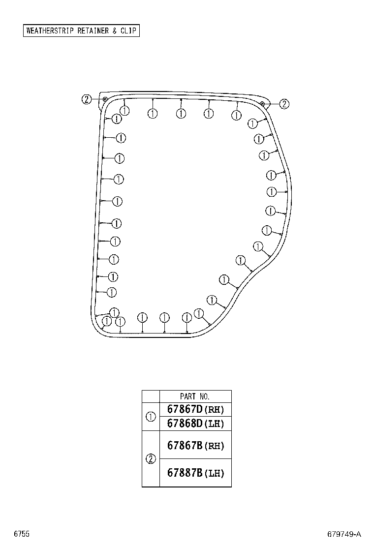 67487-BZ070 SEAL, REAR DOOR REAR GUIDE, RH product image