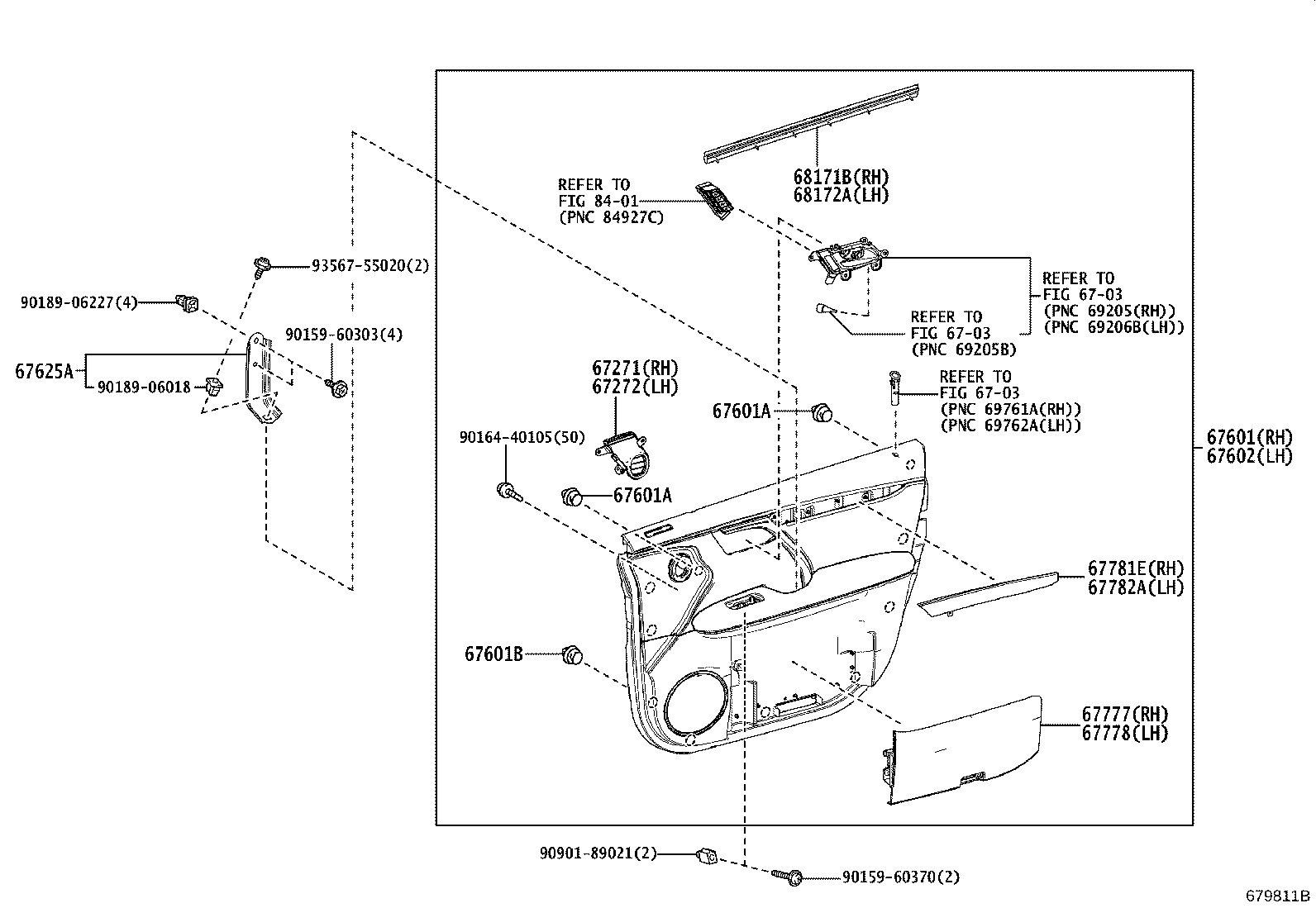 Toyota 67610-48541-C2 BOARD SUB-ASSY, FRONT DOOR TRIM, RH