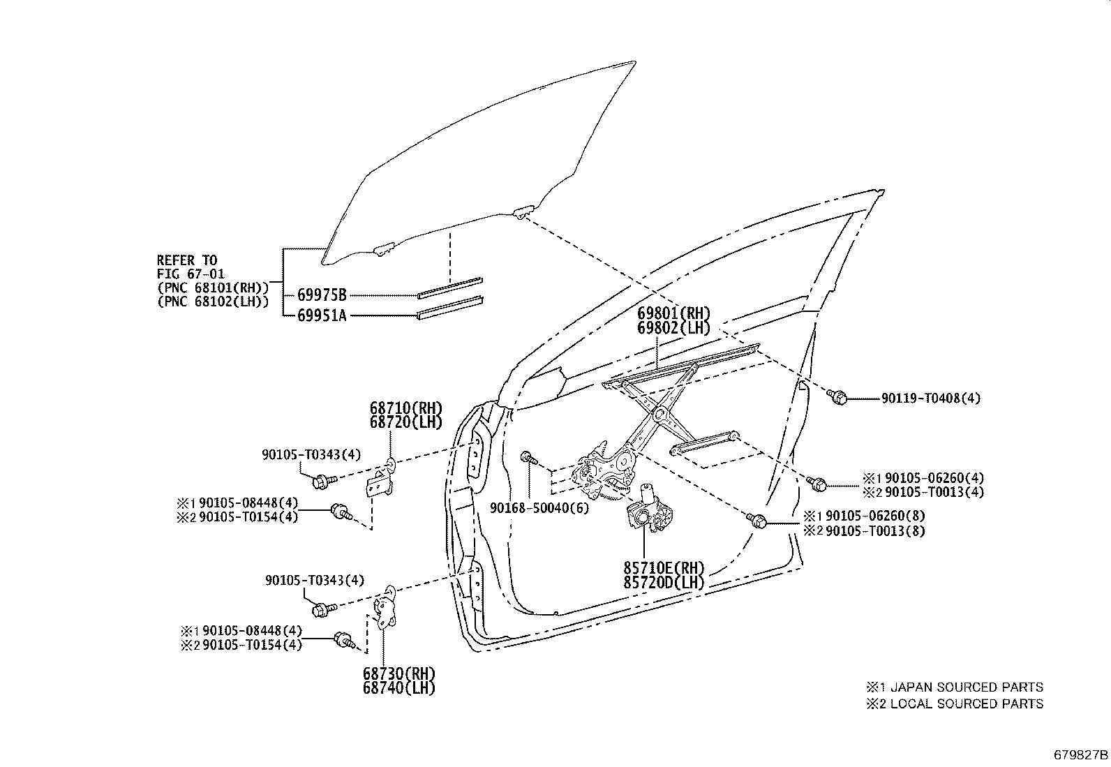 69801-F4020 REGULATOR SUB-ASSY, FRONT DOOR WINDOW, RH product image