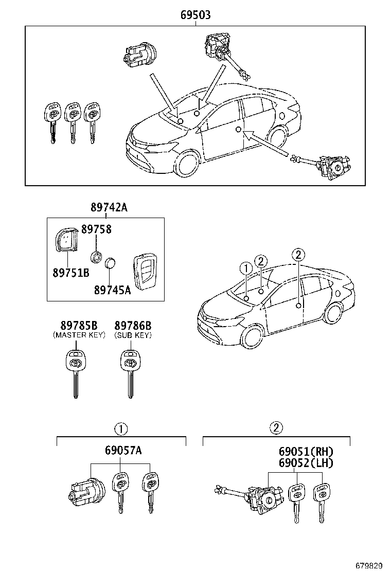 69005-0D180 CYLINDER SET, LOCK product image