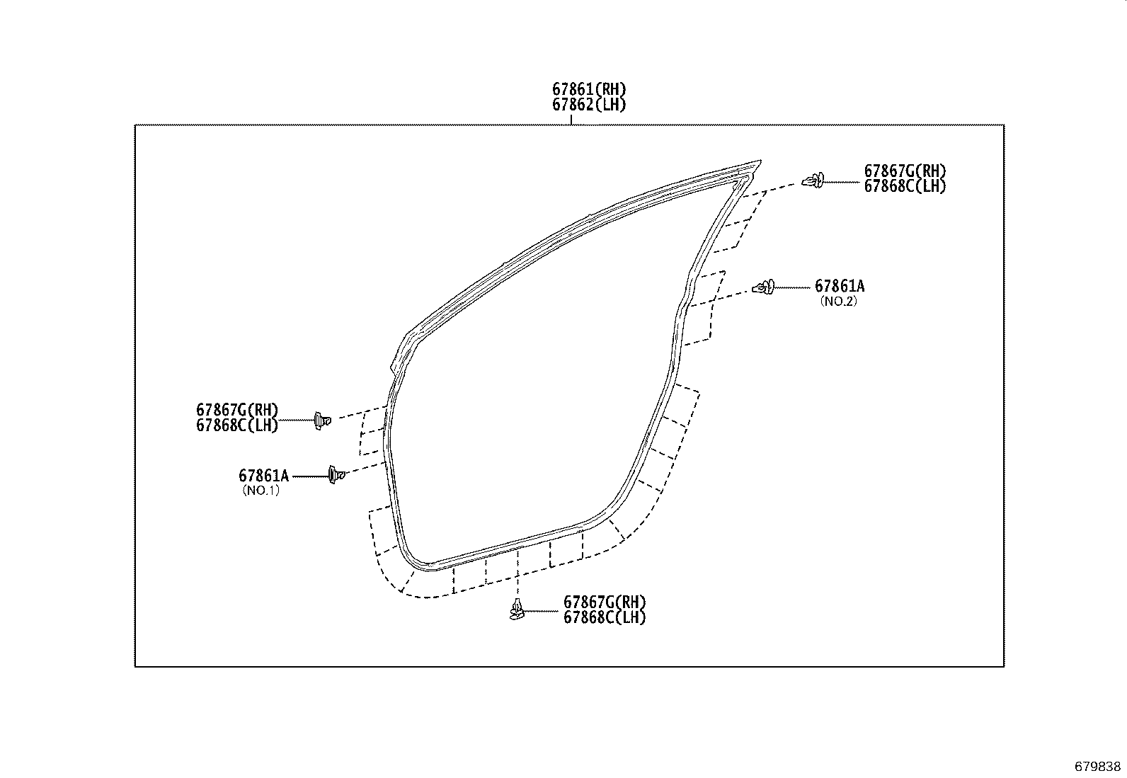 67404-F4020 FRAME SUB-ASSY, FRONT DOOR, REAR LOWER LH product image