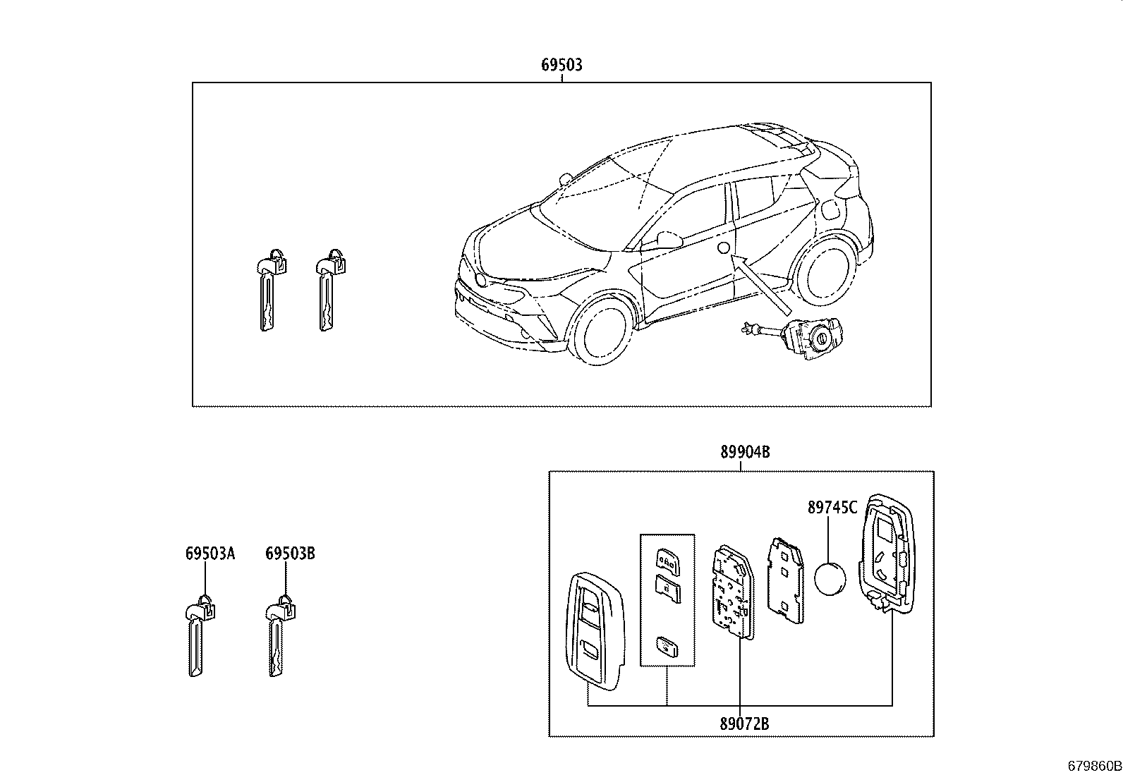 Toyota 69005-10440 CYLINDER SET, LOCK