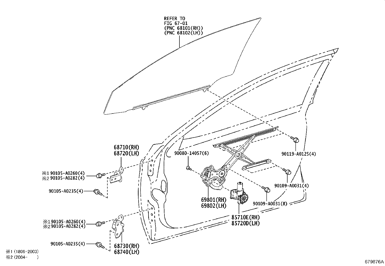 69802-07030 REGULATOR SUB-ASSY, FRONT DOOR WINDOW, LH product image