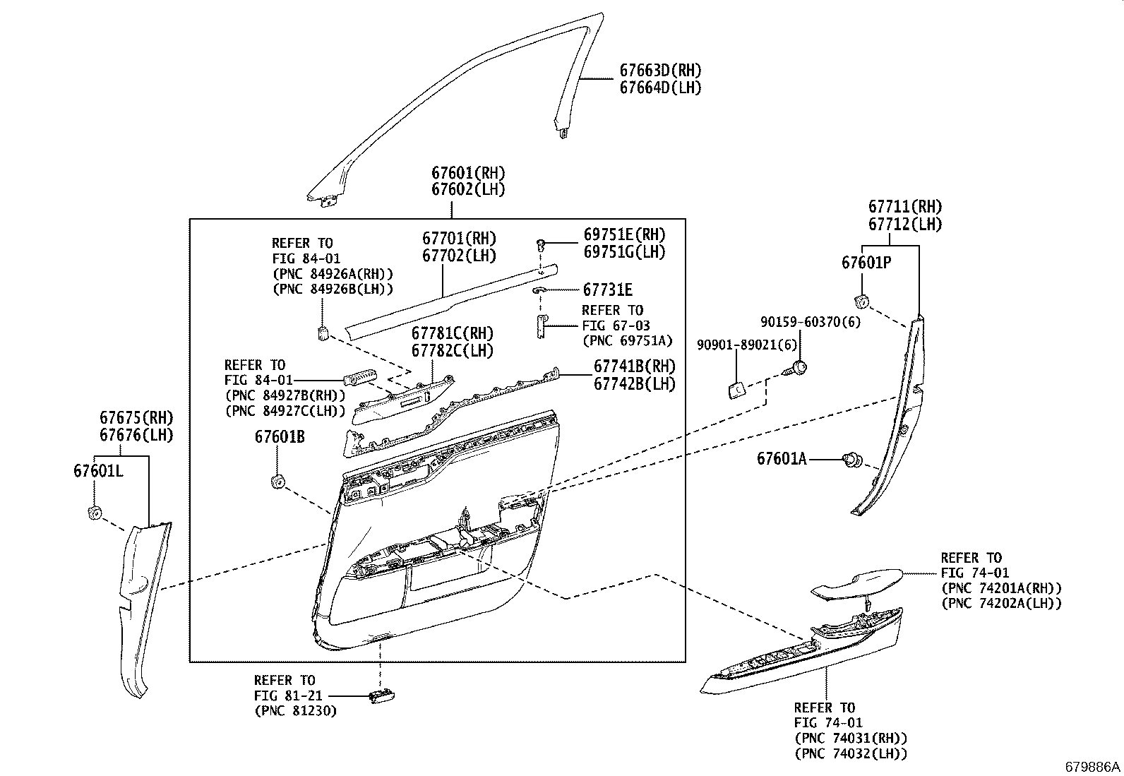 68101-40130 GLASS SUB-ASSY, FRONT DOOR, RH product image