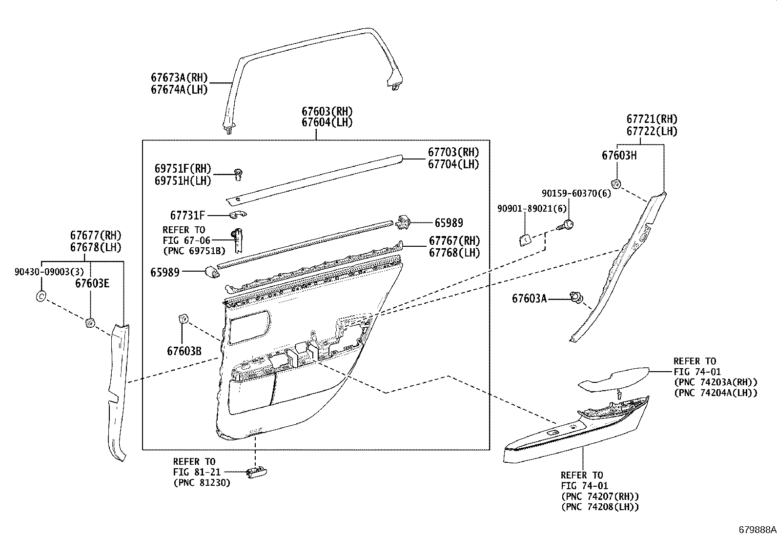 67044-40130 FRAME SUB-ASSY, REAR DOOR WINDOW, LH product image