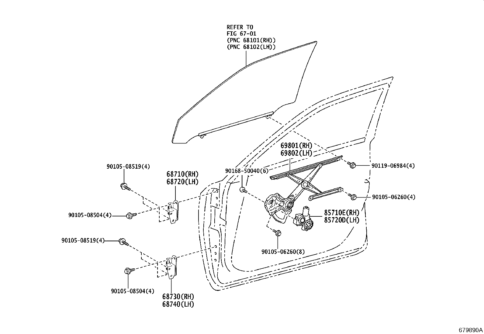 69801-40070 REGULATOR SUB-ASSY, FRONT DOOR WINDOW, RH product image
