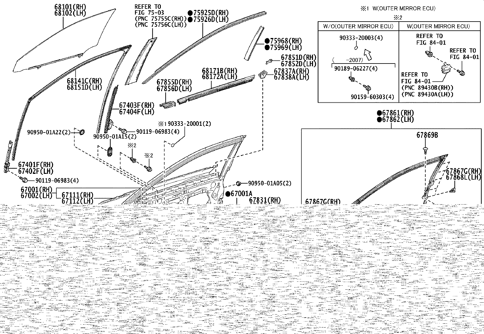 Toyota 67404-33100 FRAME SUB-ASSY, FRONT DOOR, REAR LOWER LH