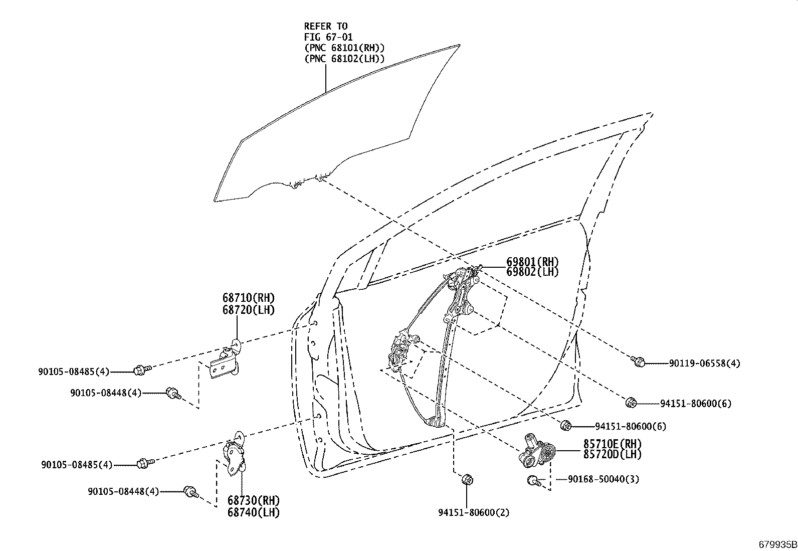Toyota 69801-12270 REGULATOR SUB-ASSY, FRONT DOOR WINDOW, RH