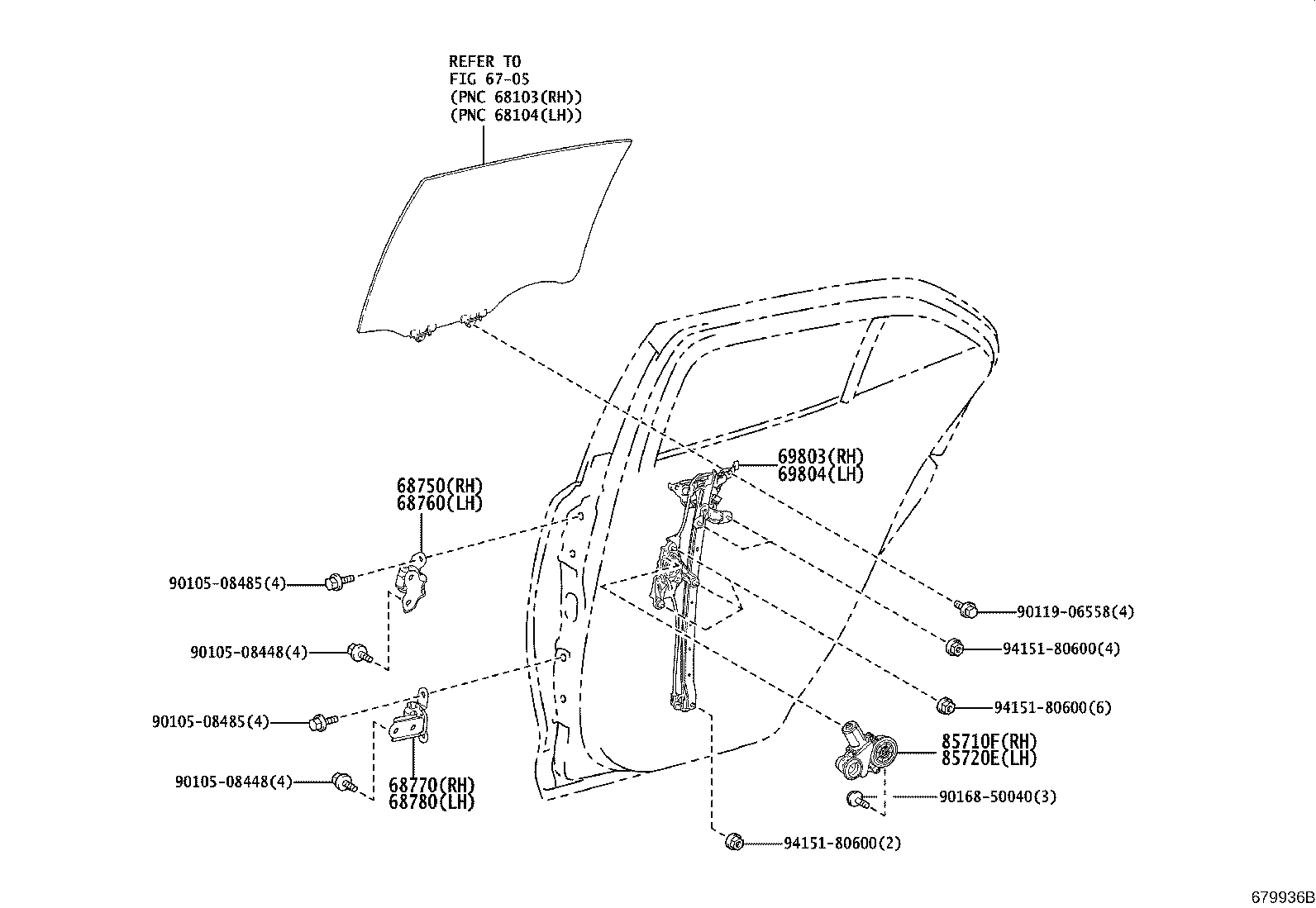 Toyota 69803-12210 REGULATOR SUB-ASSY, REAR DOOR WINDOW, RH