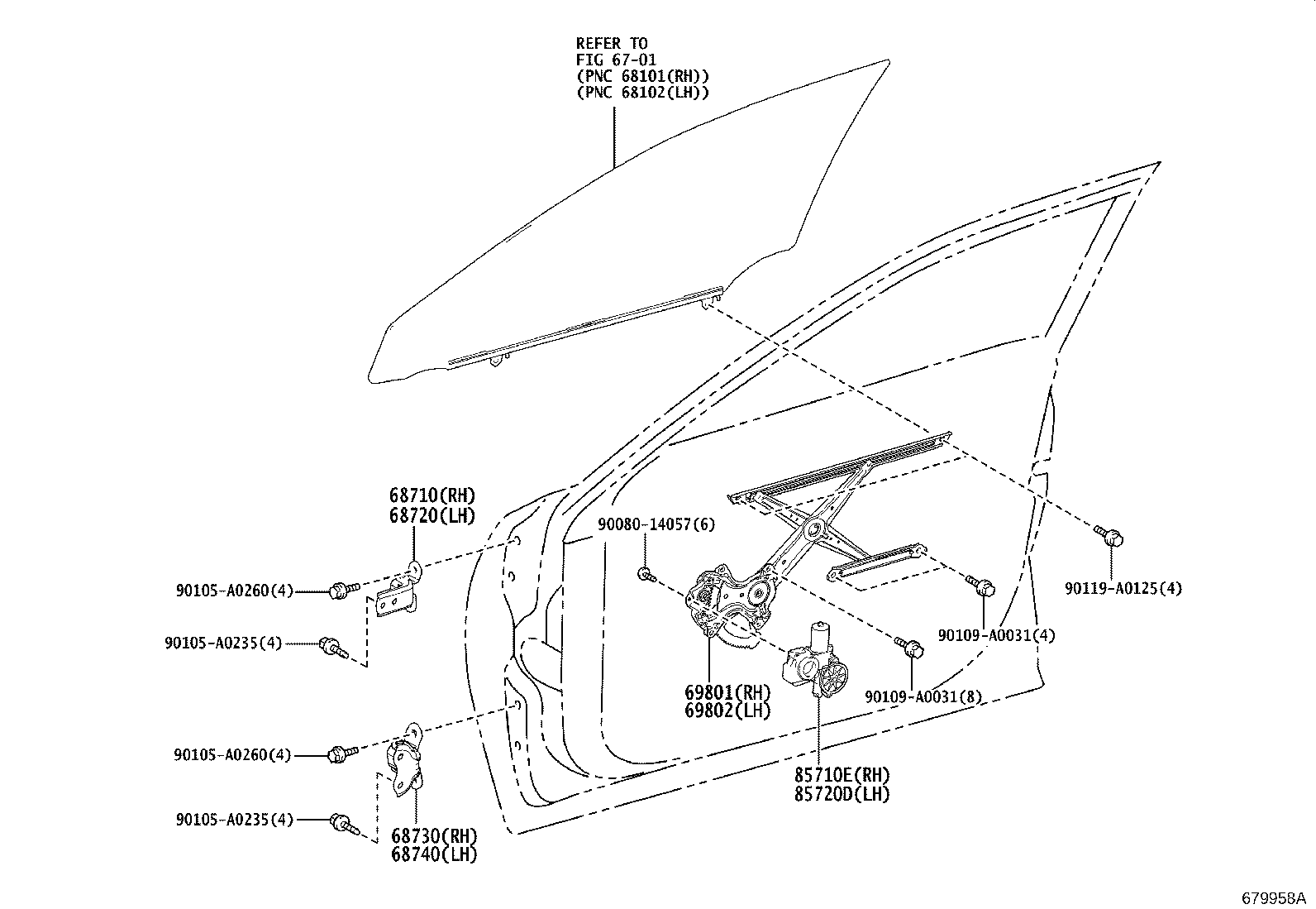 Toyota 85710-06380 MOTOR ASSY, POWER WINDOW REGULATOR, RH