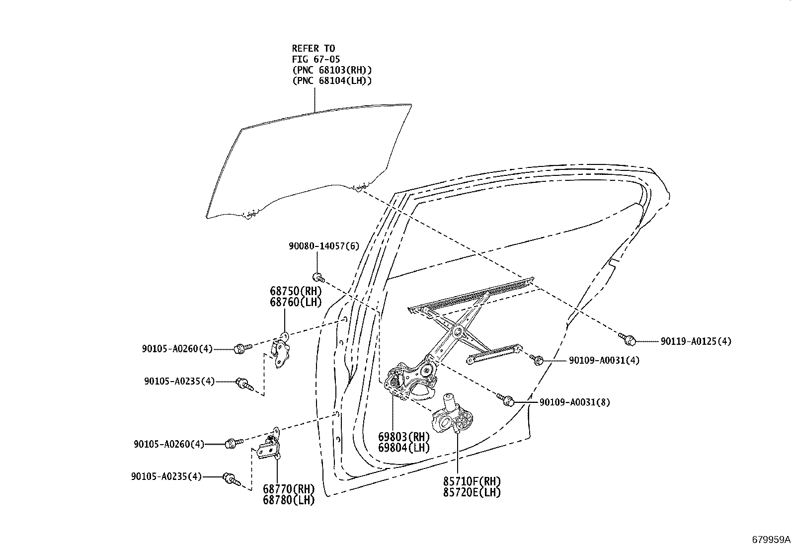 Toyota 85710-07100 MOTOR ASSY, POWER WINDOW REGULATOR, RH