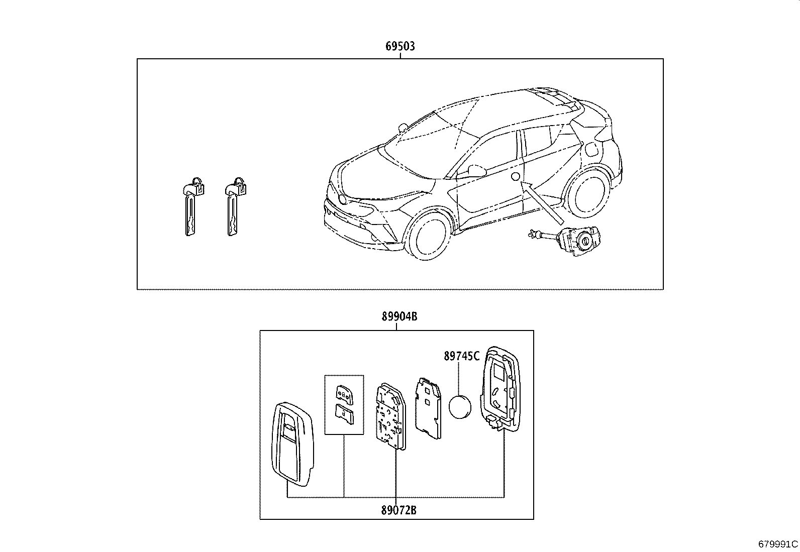 69057-F4100 CYLINDER & KEY SET, IGNITION SWITCH LOCK product image