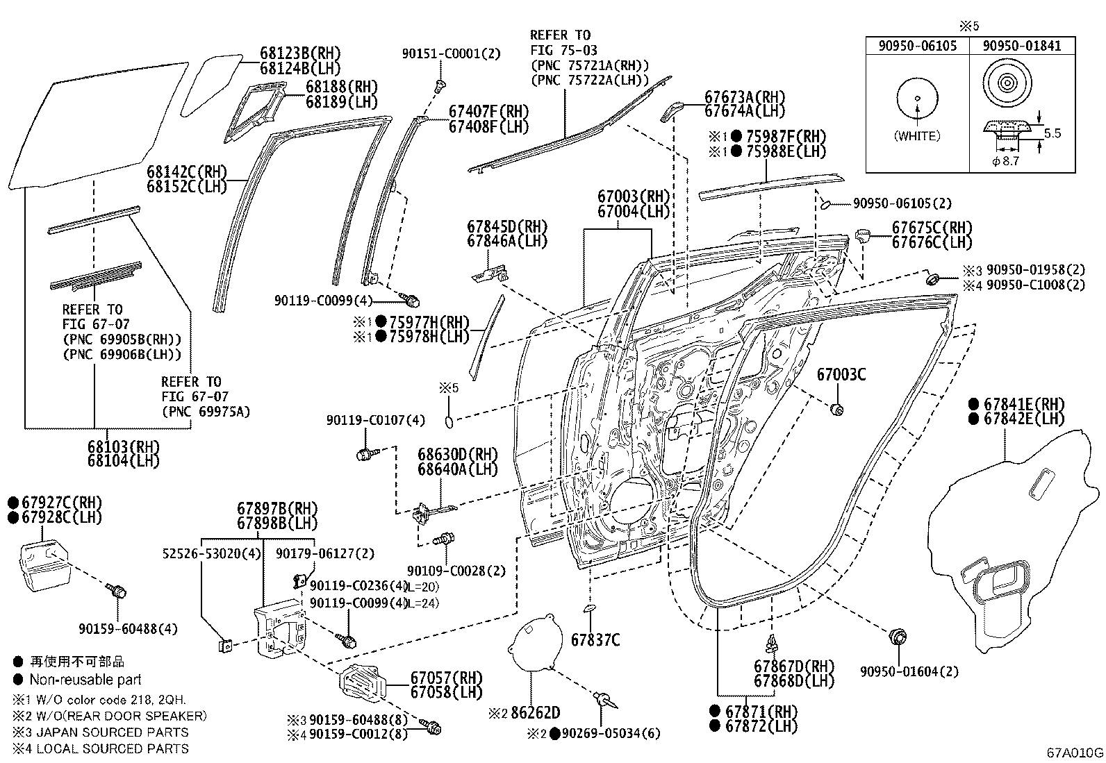 68103-F4050 GLASS SUB-ASSY, REAR DOOR, RH product image