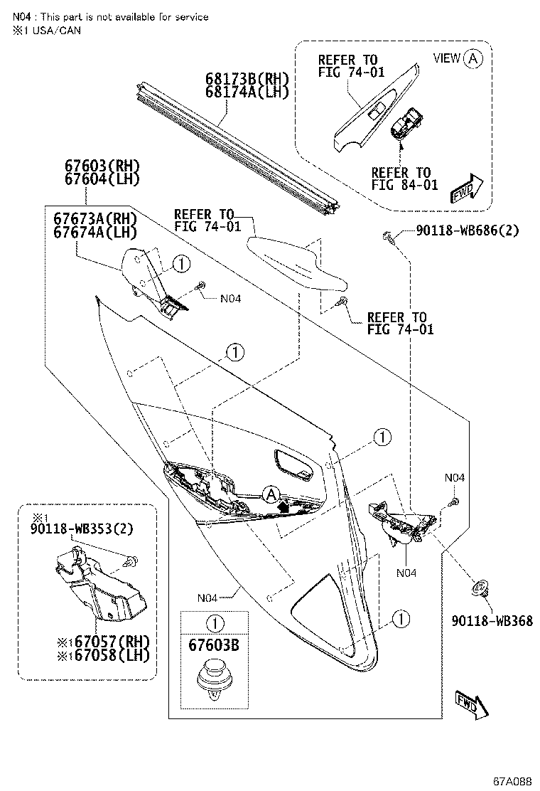 67871-WB002 WEATHERSTRIP, REAR DOOR, RH product image