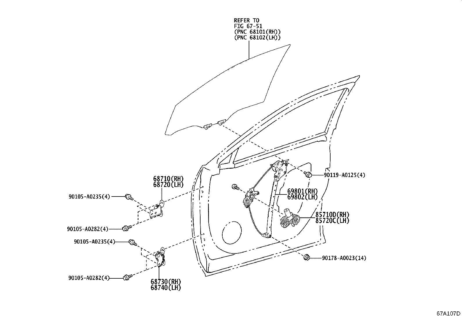 Toyota 69801-0R050 REGULATOR SUB-ASSY, FRONT DOOR WINDOW, RH