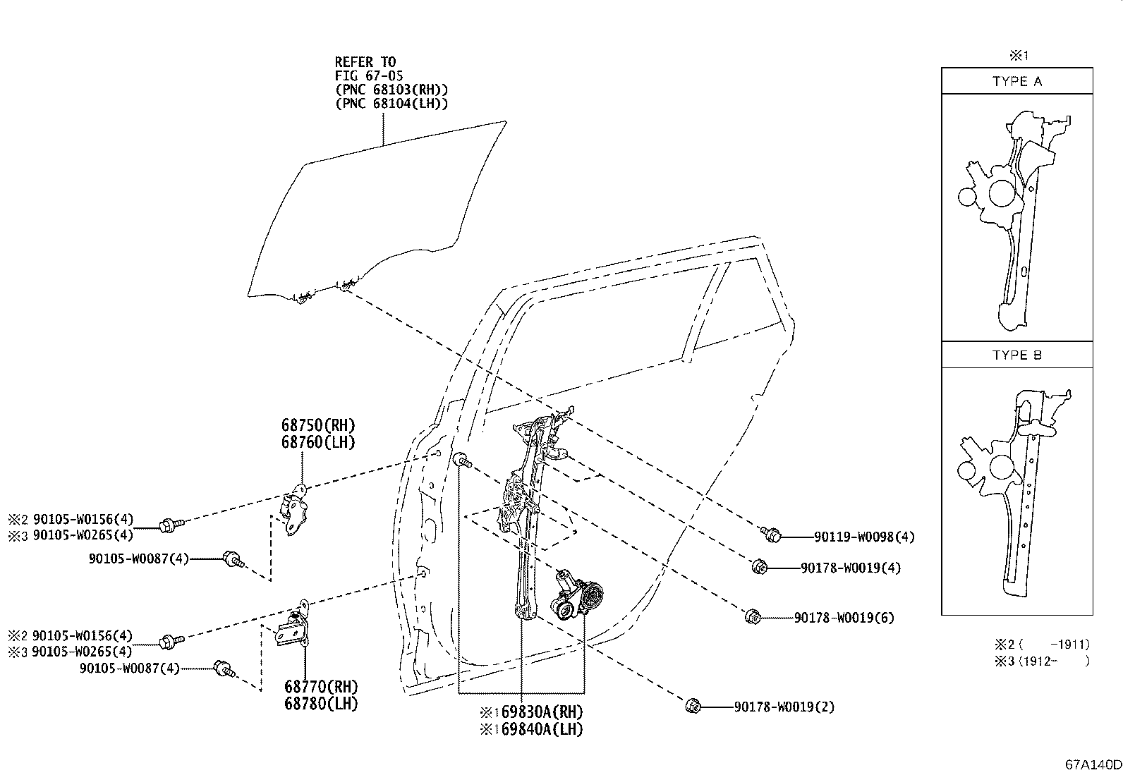 69830-02682 REGULATOR ASSY, REAR DOOR WINDOW, RH product image