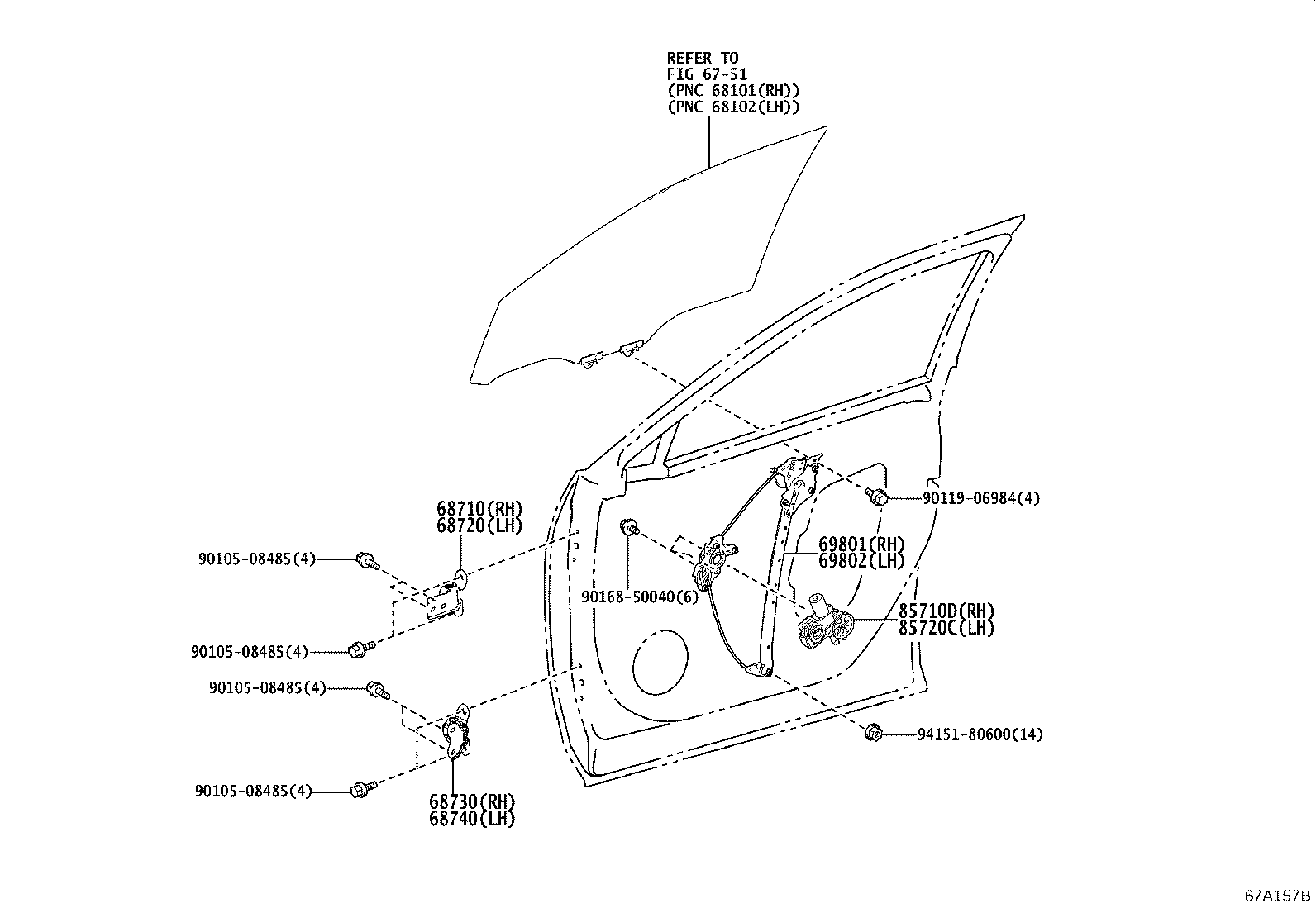 Toyota 69810-0R080 REGULATOR SUB-ASSY, FRONT DOOR WINDOW, RH