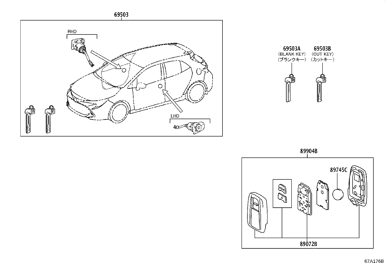 89072-02780 HOUSING SET, DOOR CONTROL TRANSMITTER (FOR SMART KEY) product image