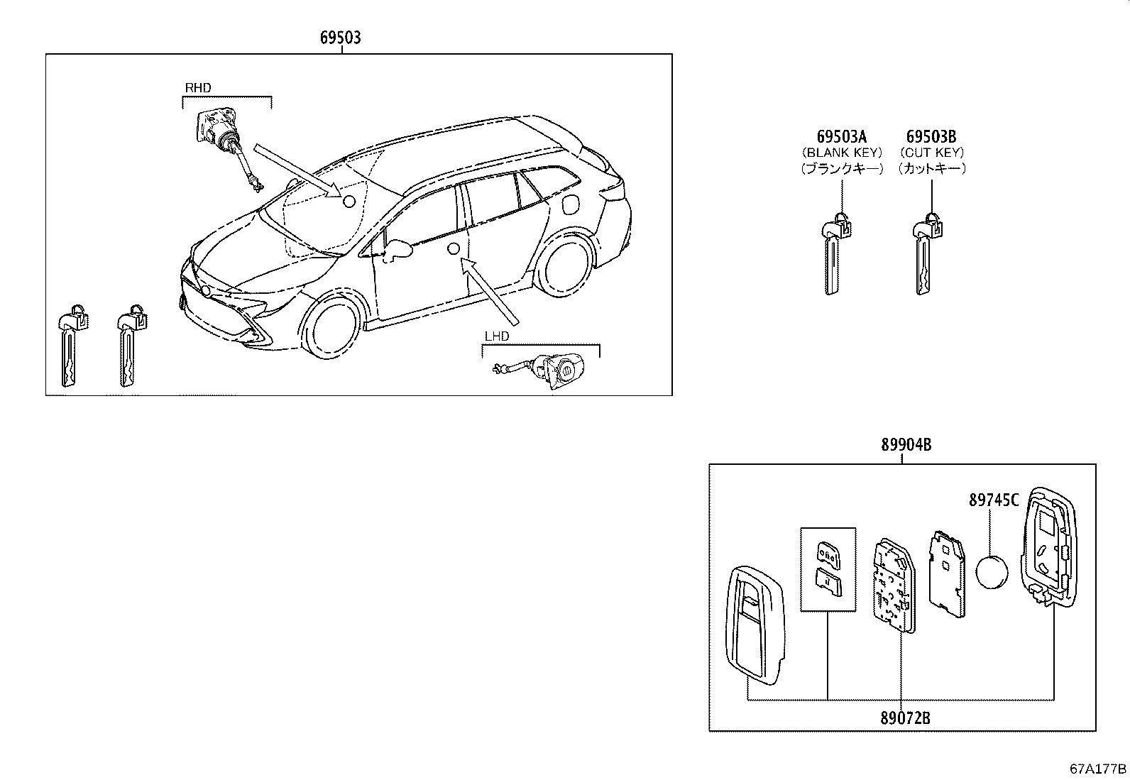89072-02780 HOUSING SET, DOOR CONTROL TRANSMITTER (FOR SMART KEY) product image