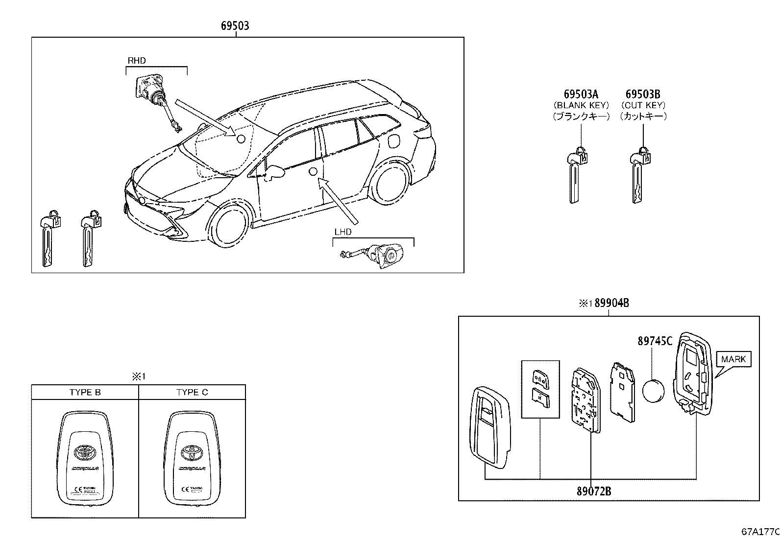 89072-02780 HOUSING SET, DOOR CONTROL TRANSMITTER (FOR SMART KEY) product image
