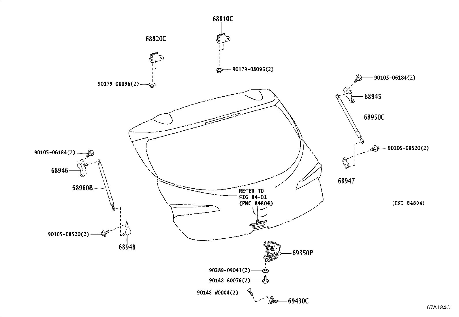 68945-02070 BRACKET, BACK DOOR DAMPER STAY, UPPER RH product image