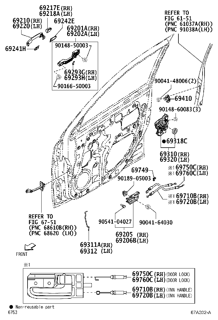Toyota 69201-B1010 FRAME SUB-ASSY, FRONT DOOR OUTSIDE HANDLE, RH