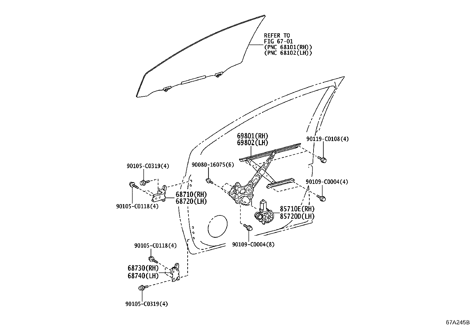 85720-0E080 MOTOR ASSY, POWER WINDOW REGULATOR, LH product image