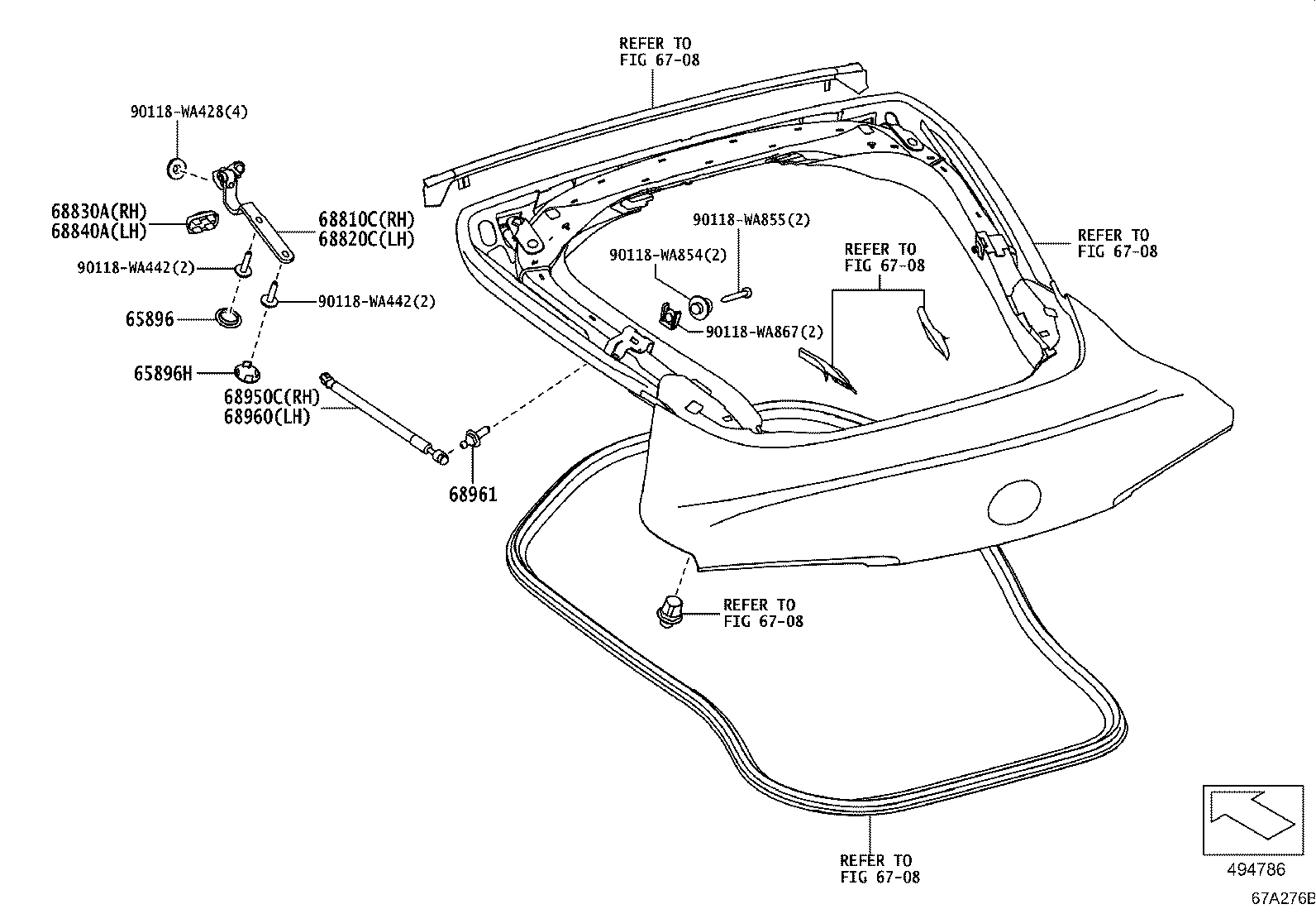 Toyota 64572-WAA01 HINGE ASSY, BACK DOOR, LH