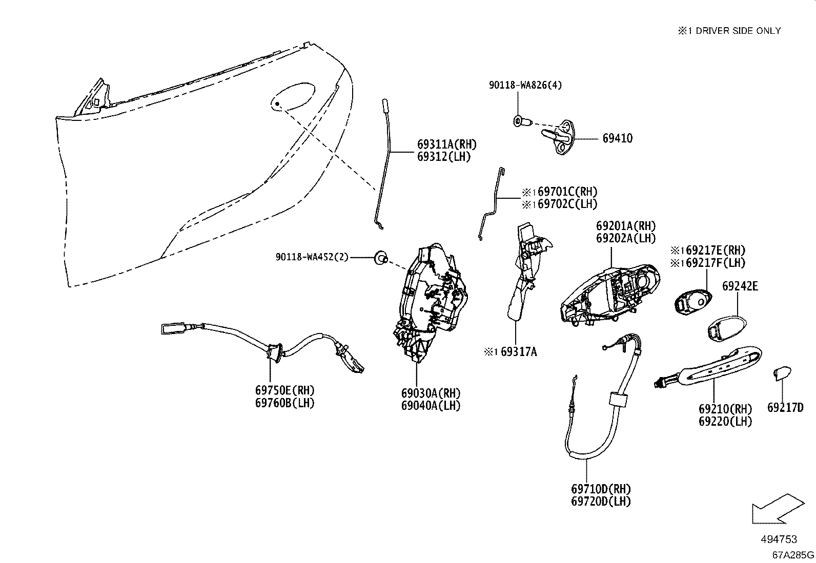 Toyota 69040-WAA07 LOCK ASSY, FRONT DOOR W/MOTOR, LH