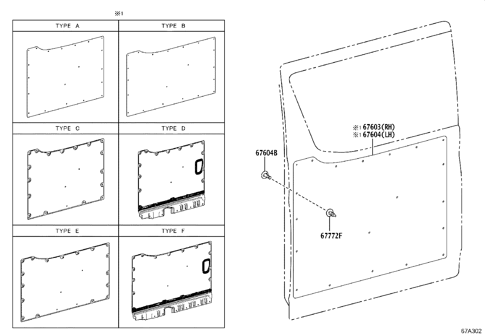 67614-VR010 BOARD SUB-ASSY, REAR DOOR TRIM, LH product image