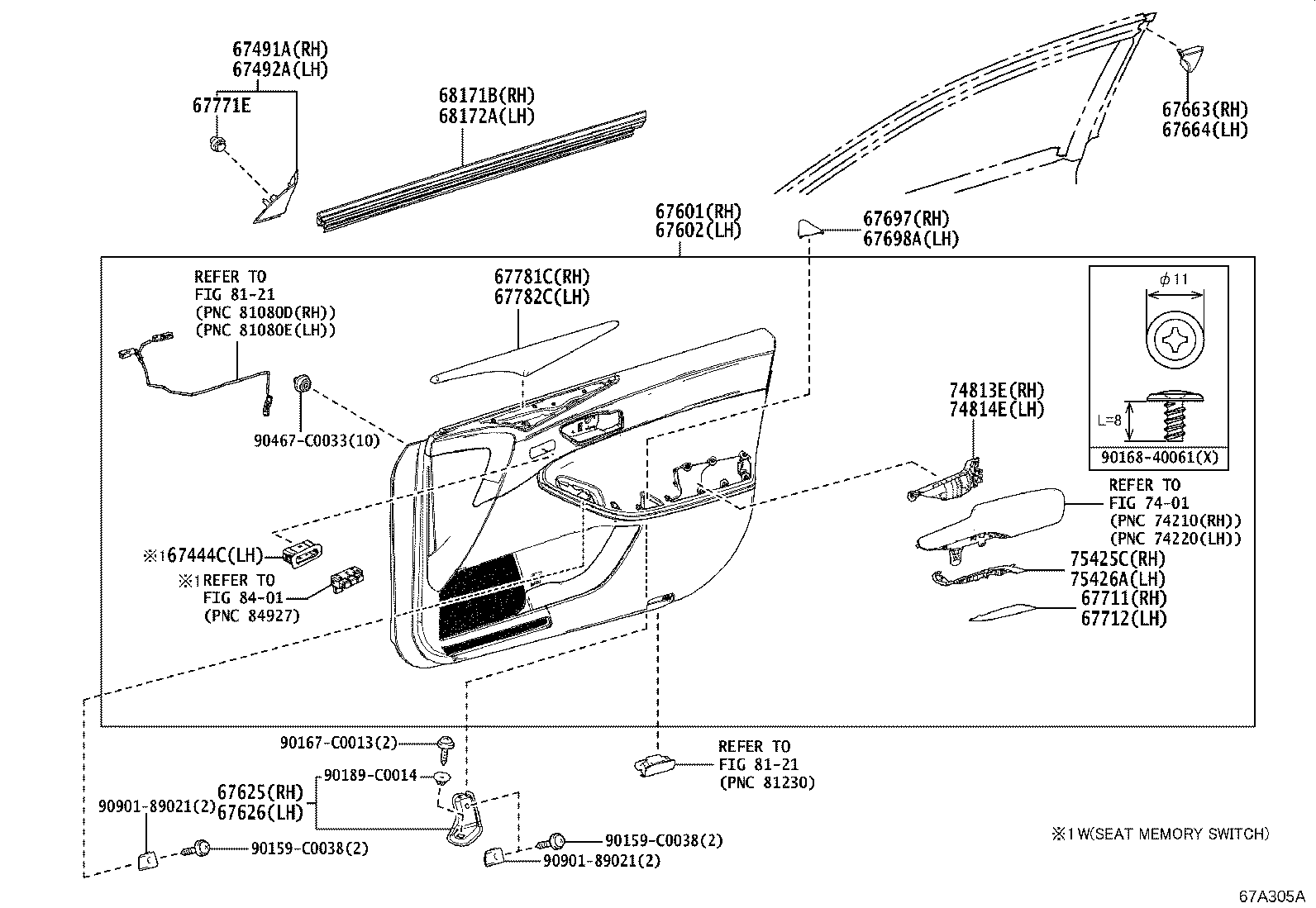 67404-07030 FRAME SUB-ASSY, FRONT DOOR, REAR LOWER LH product image