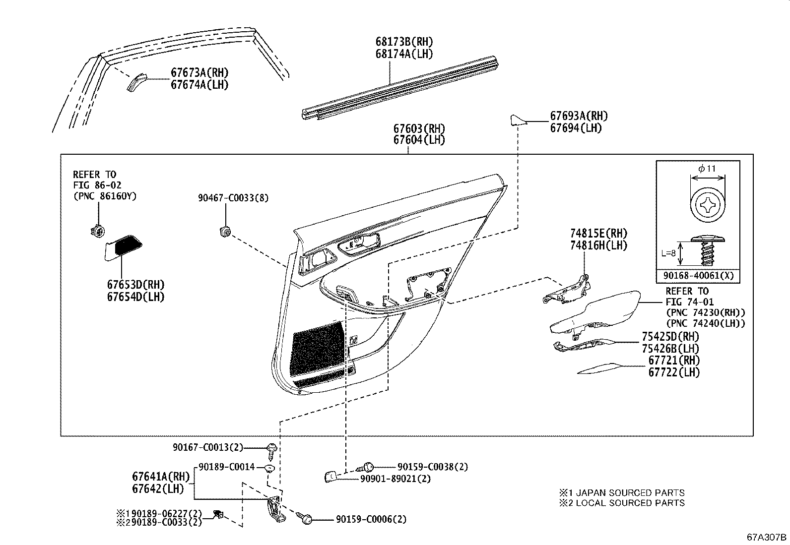 67003-07080 PANEL SUB-ASSY, REAR DOOR, RH product image