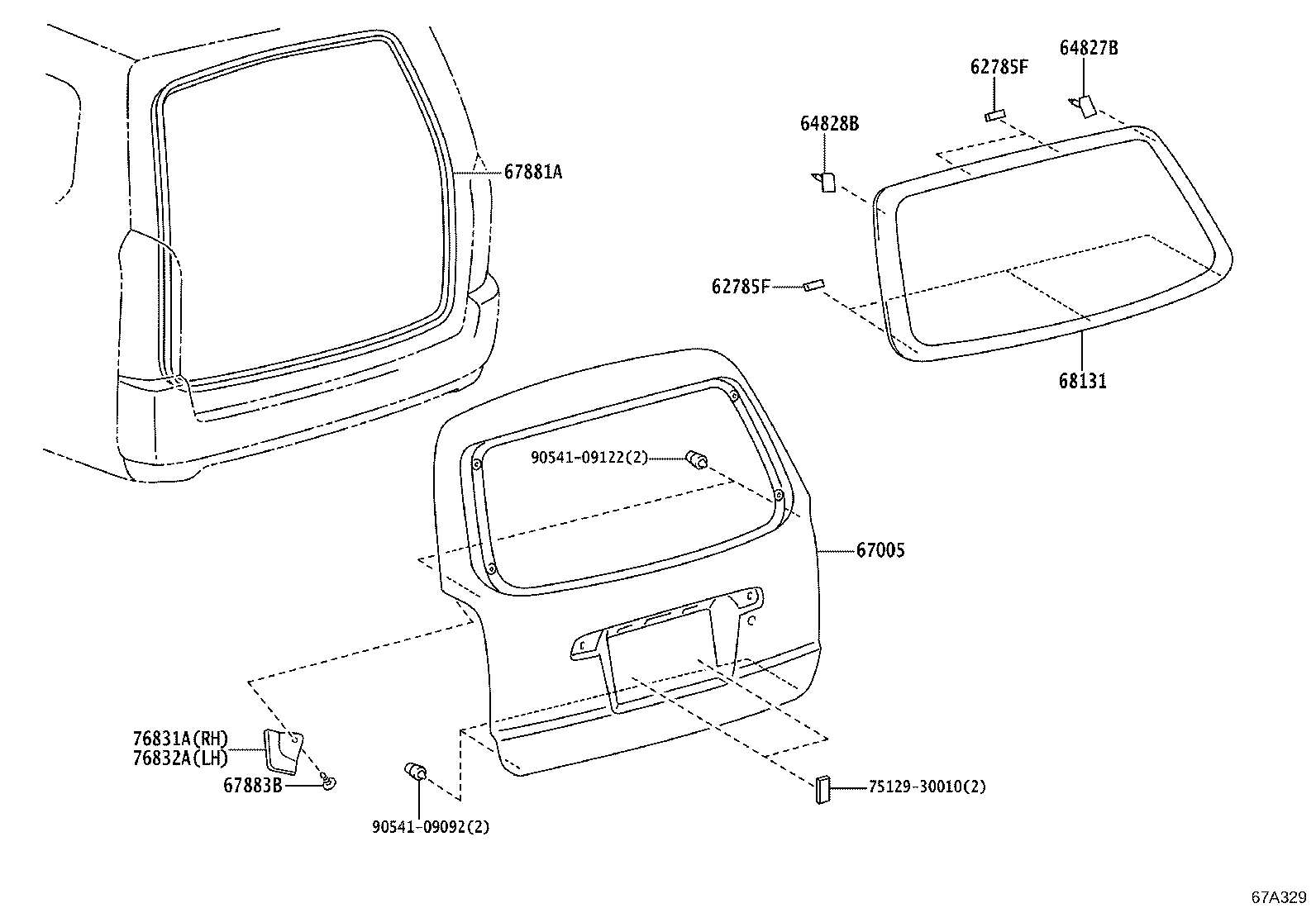 67005-52420 PANEL SUB-ASSY, BACK DOOR product image