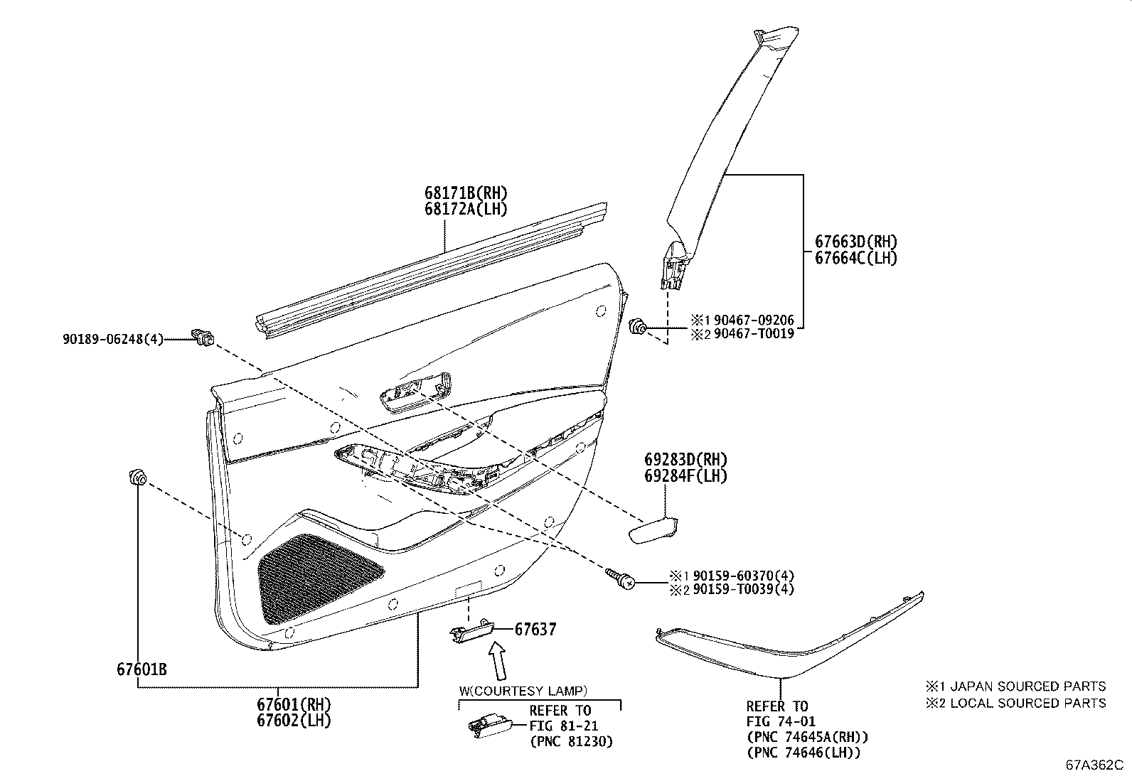 67402-02060 FRAME SUB-ASSY, FRONT DOOR, FRONT LOWER LH product image