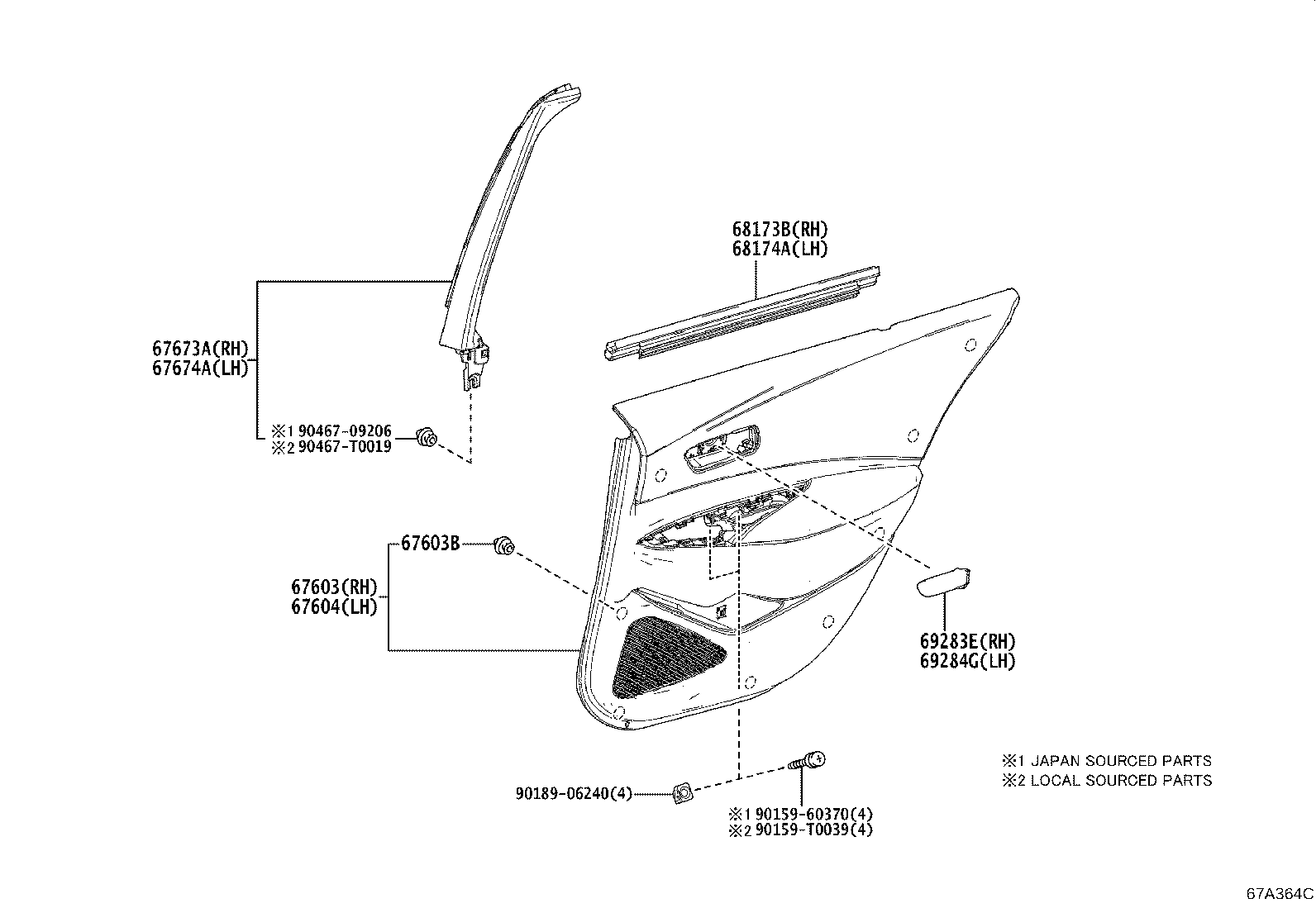 67004-02580 PANEL SUB-ASSY, REAR DOOR, LH product image