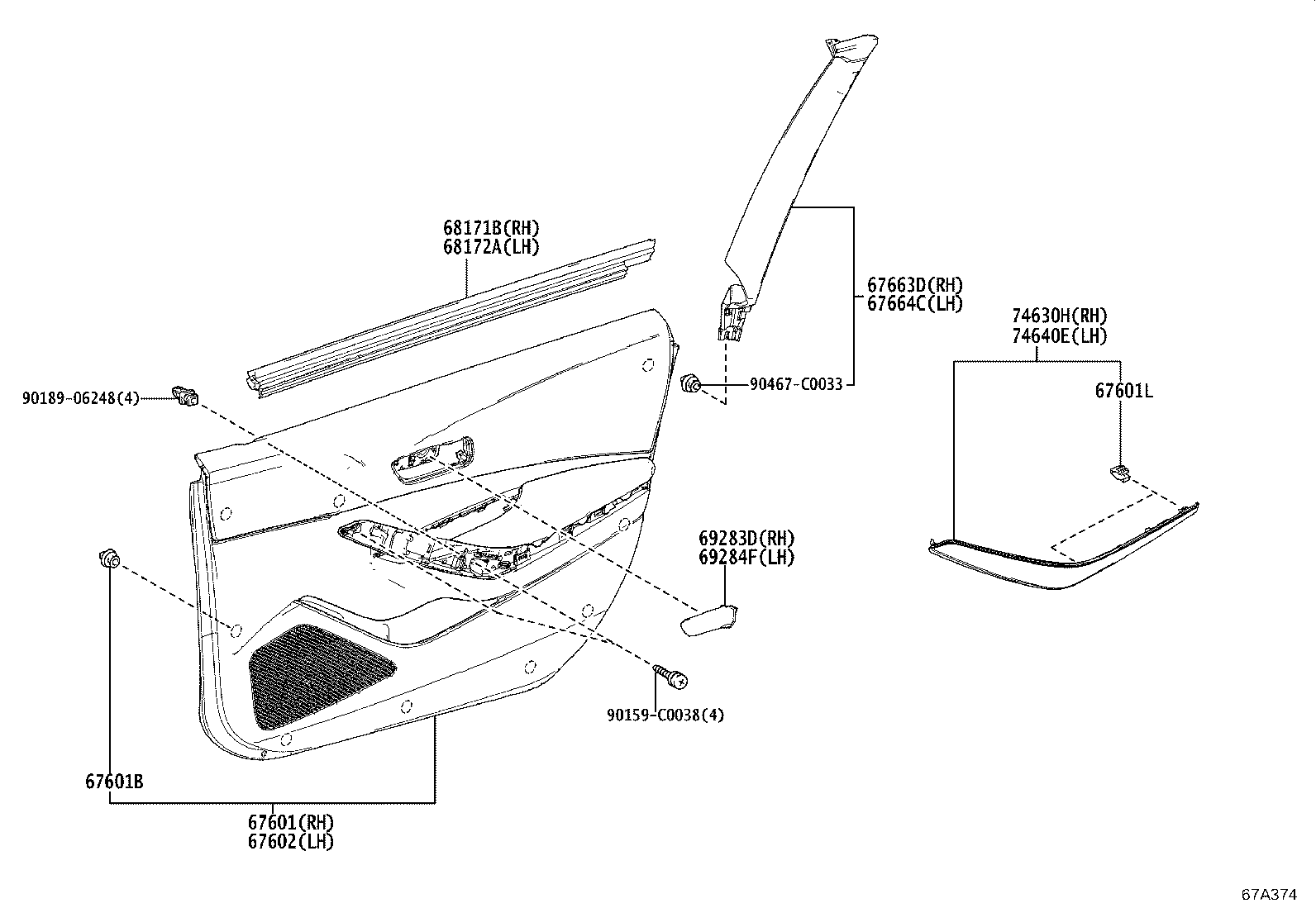 67402-02100 FRAME SUB-ASSY, FRONT DOOR, FRONT LOWER LH product image