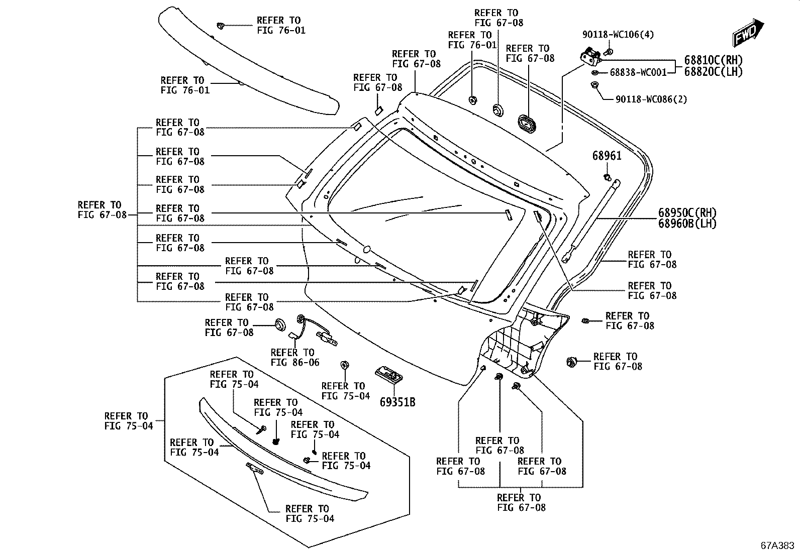 68950-WC001 STAY ASSY, BACK DOOR, RH product image