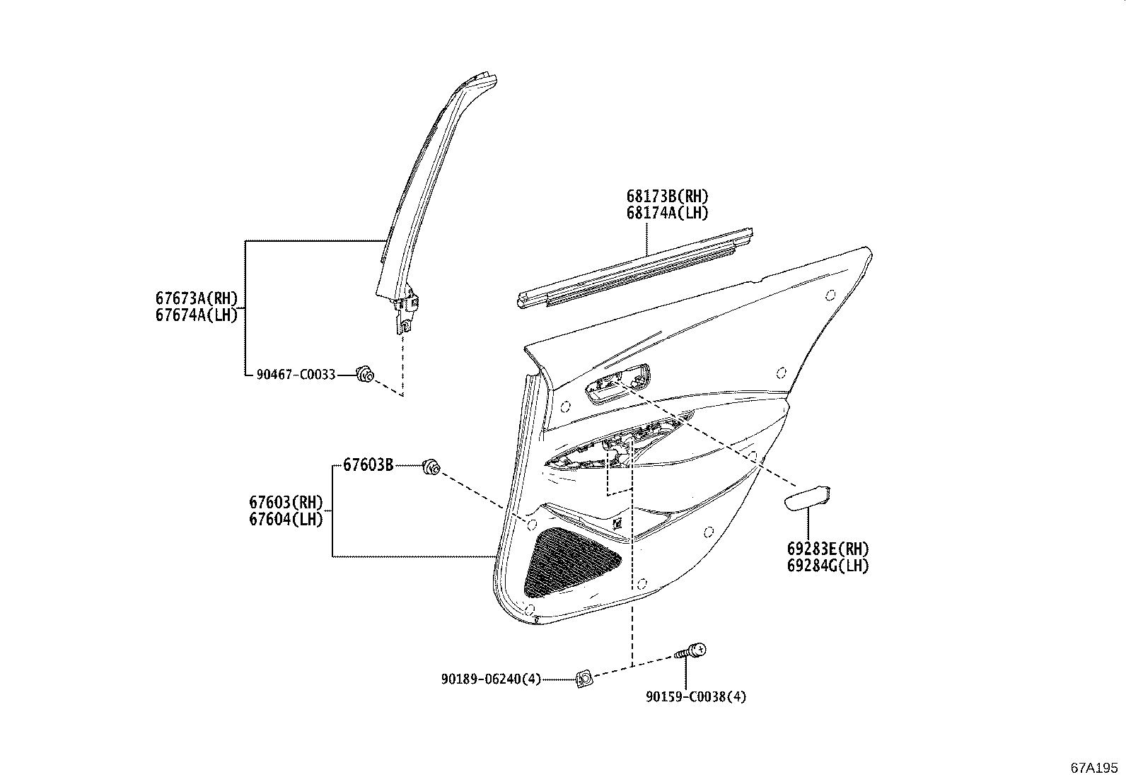 67004-02620 PANEL SUB-ASSY, REAR DOOR, LH product image