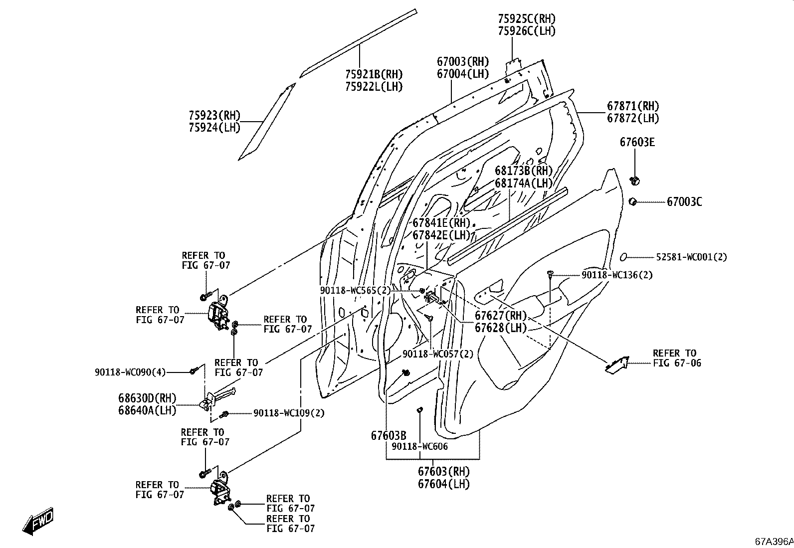67004-WC007 PANEL SUB-ASSY, REAR DOOR, LH product image