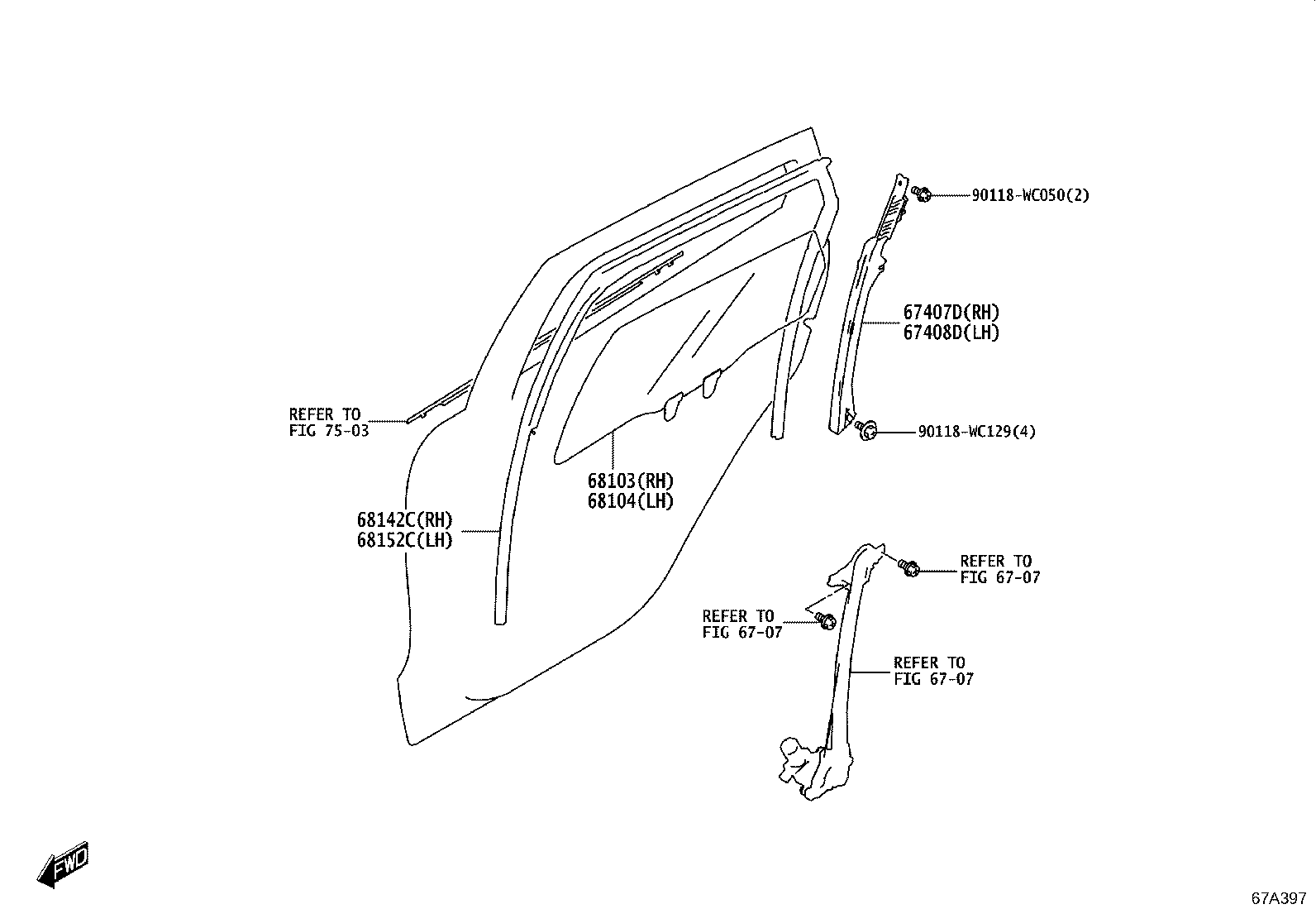 67004-WC007 PANEL SUB-ASSY, REAR DOOR, LH product image