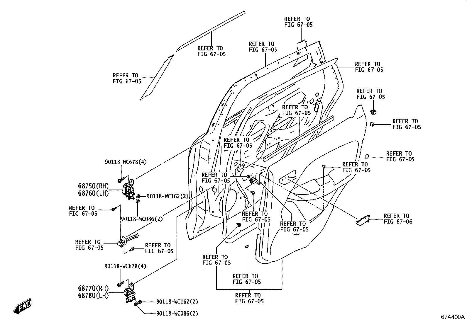 68780-WC001 HINGE ASSY, REAR DOOR, LOWER LH product image