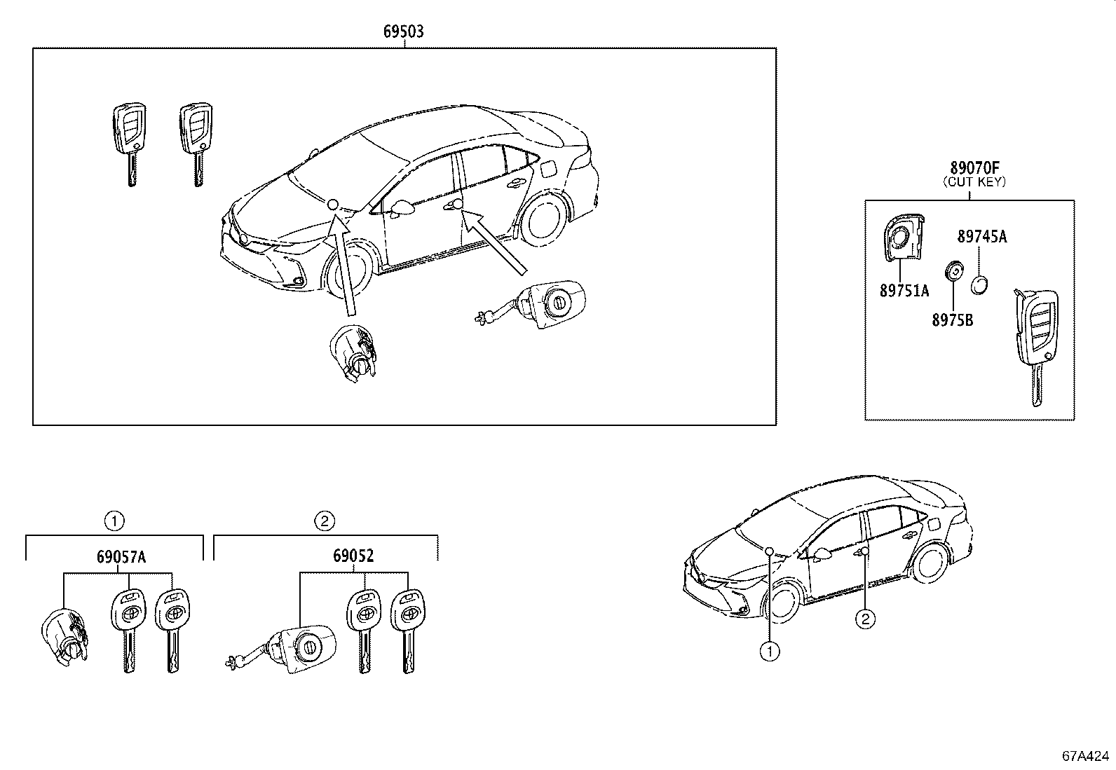 89072-02830 HOUSING SET, DOOR CONTROL TRANSMITTER (FOR SMART KEY) product image