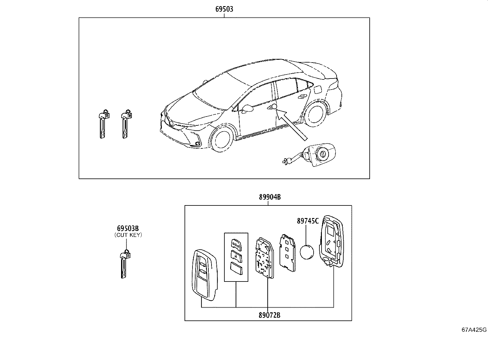 89072-02830 HOUSING SET, DOOR CONTROL TRANSMITTER (FOR SMART KEY) product image