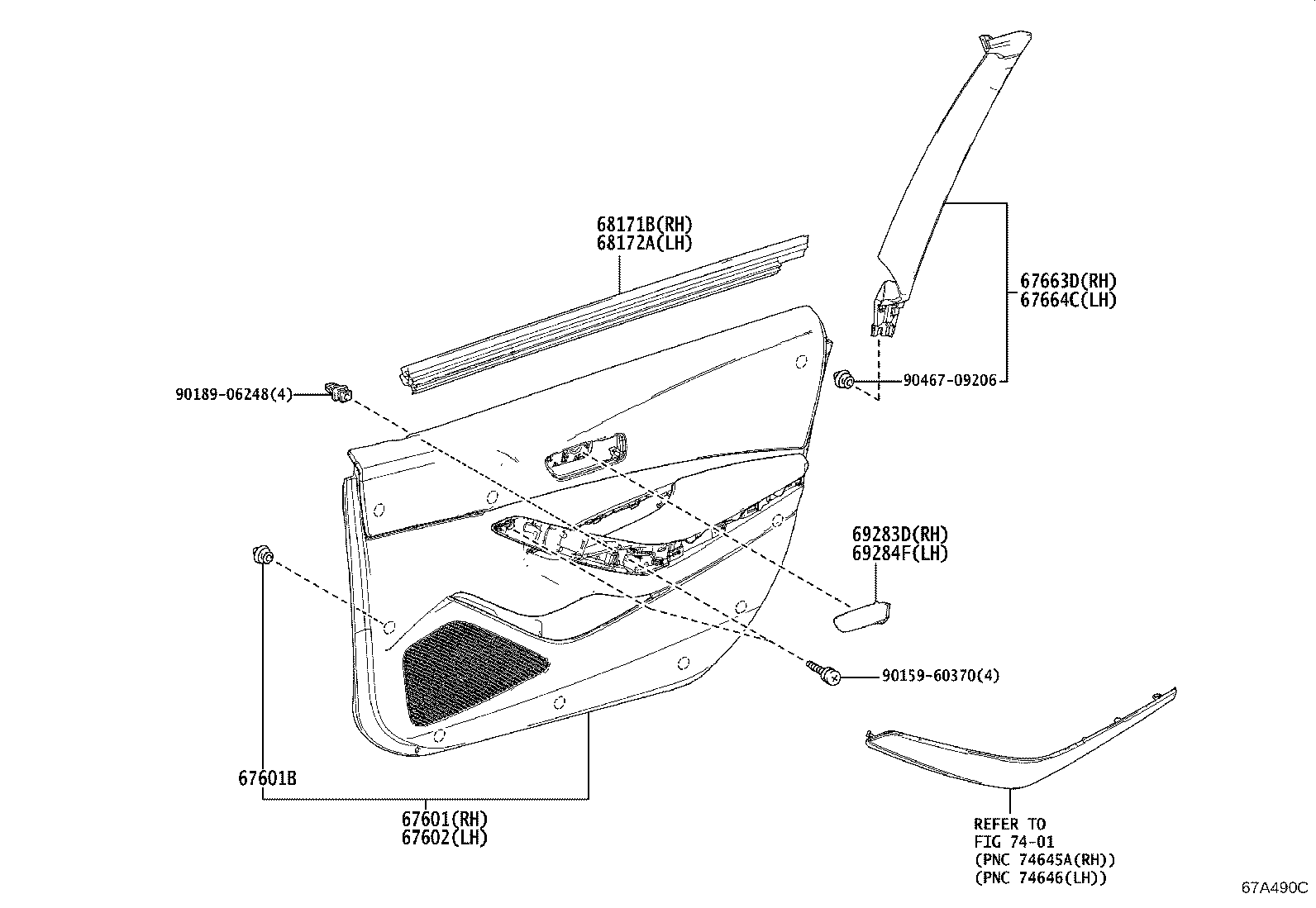 67002-02590 PANEL SUB-ASSY, FRONT DOOR, LH product image