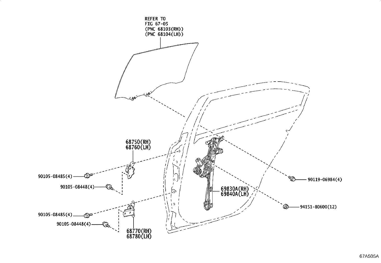 69830-02720 REGULATOR ASSY, REAR DOOR WINDOW, RH product image
